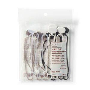 Muji Silicone Rubber Bands in Black/White/Clear Color_12 Pieces_NWT